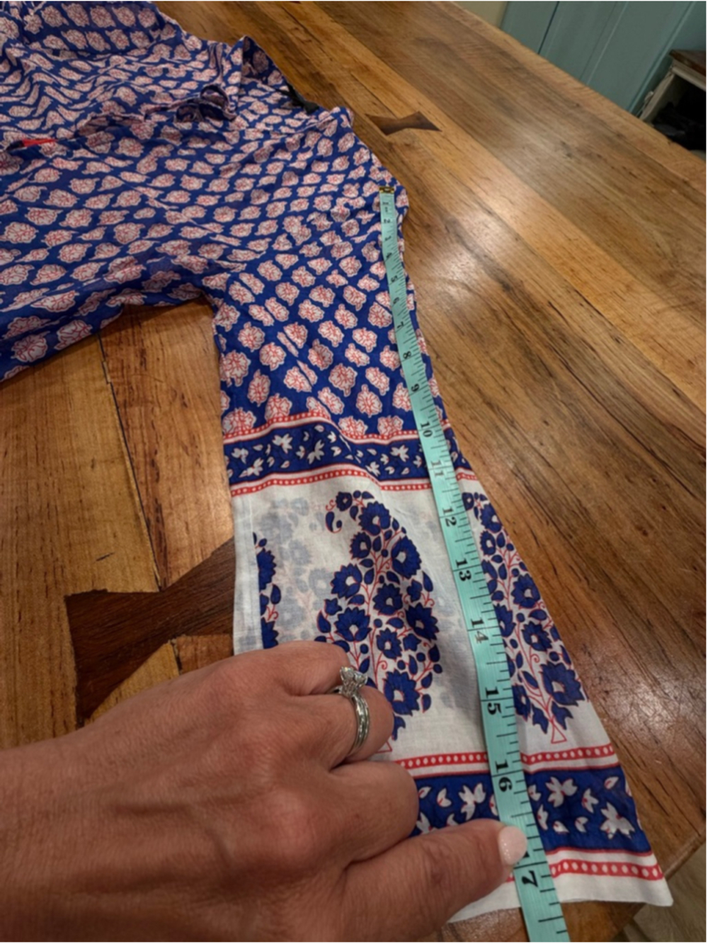 J. Crew Blue Paisley Cotton Caftan Maxi Dress Tassel Tie Boho Coastal XXXS - Picture 11 of 13